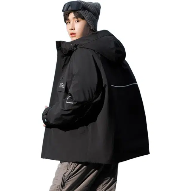 鸭鸭 户外品质鸭绒时尚连帽运动休闲羽绒服 男款