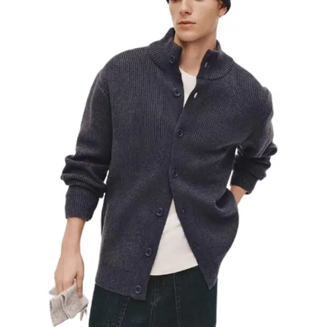 森马 时尚百搭简约休闲日常通勤柔软亲肤慵懒高领开衫外套宽松毛衣 男款