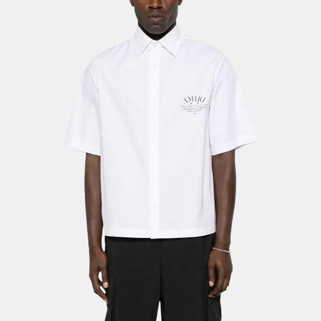 AMIRI Logo Print Short Sleeve Shirt White