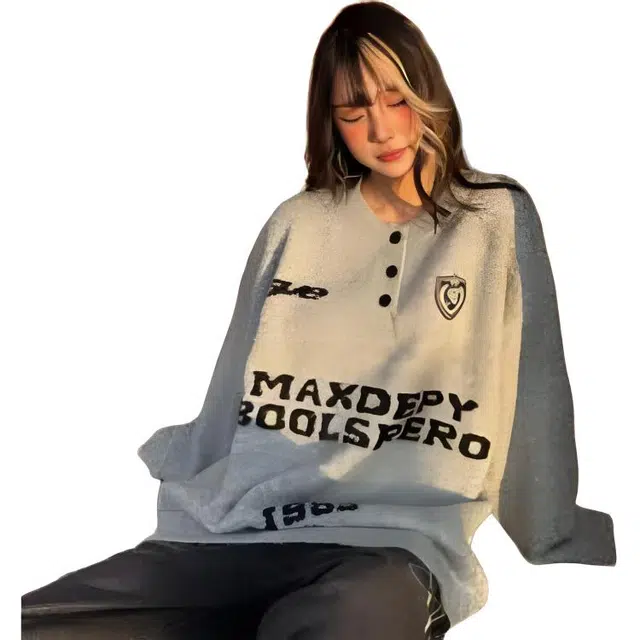 艾梵斯贝 美式复古潮流日常通勤百搭宽松休闲时尚针织衫 男女同款