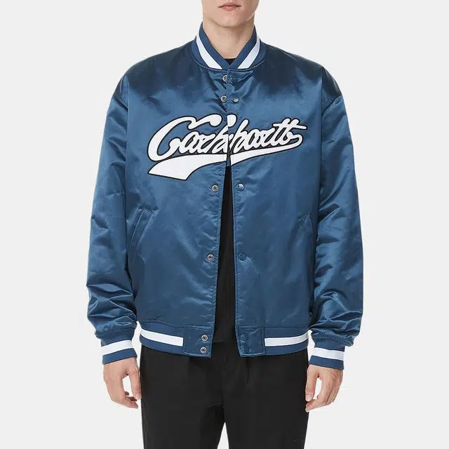 Carhartt WIP Logo Print Baseball Jacket Blue