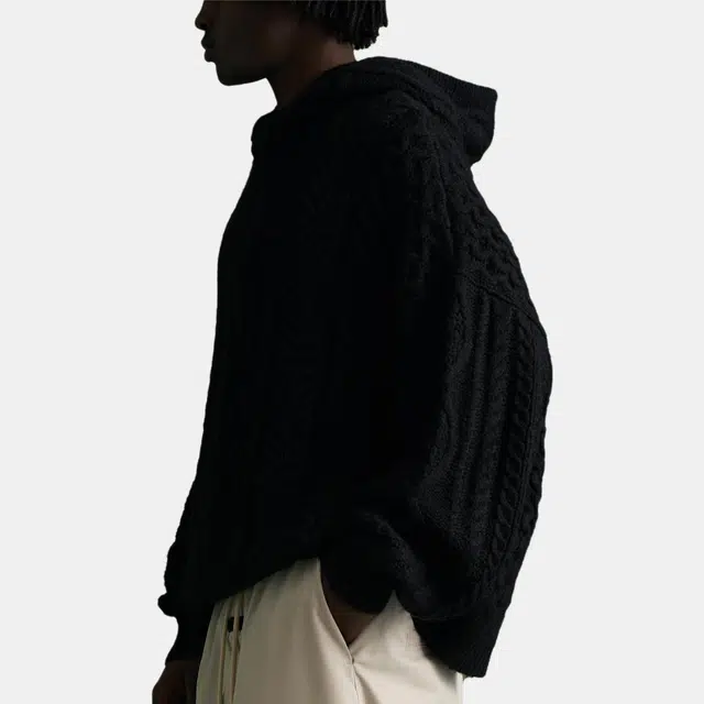 Fear of God Essentials FW23 Cable Knit Hoodie Jet Black