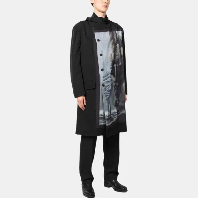 Yohji Yamamoto FW22 Asymmetric Long Jacket Black