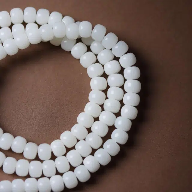 爵倾 根桶珠素款一花一世界一叶一菩提色泽温润如玉 白玉菩提 菩提类珠串 男女同款情侣款