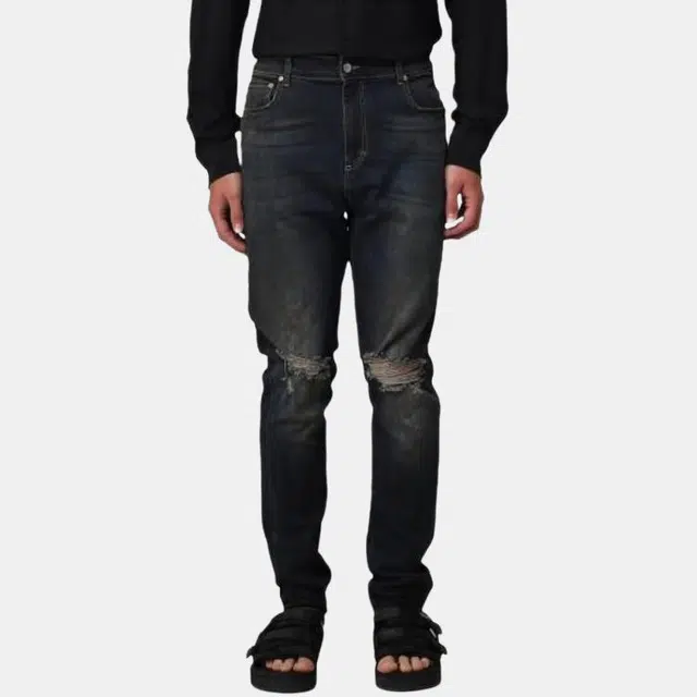 REPRESENT Slim Fit Ripped Jeans Black