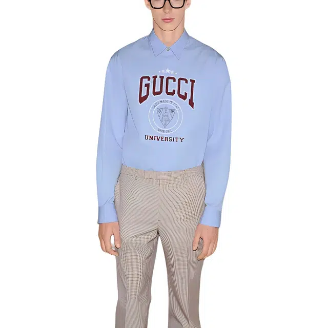 GUCCI SS25 Long Sleeve Shirt Light Blue