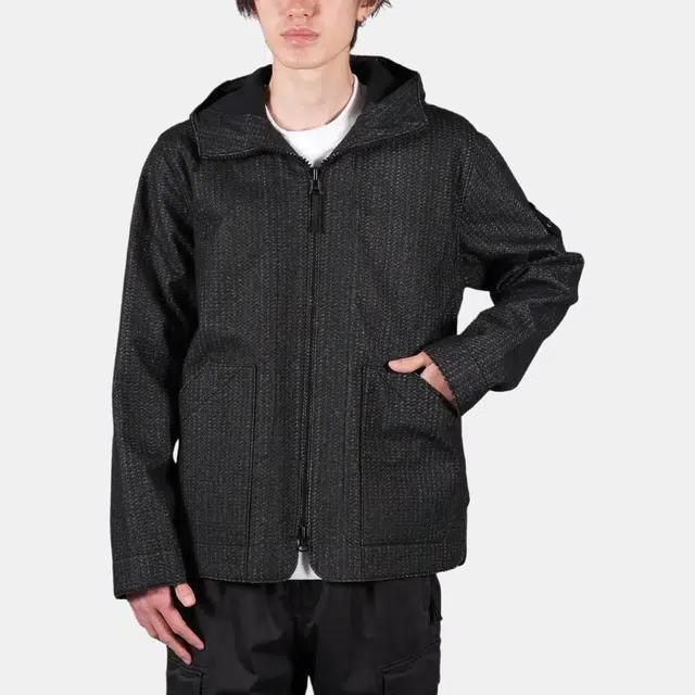 Stone Island White Label Reflective Hooded Jacket Black