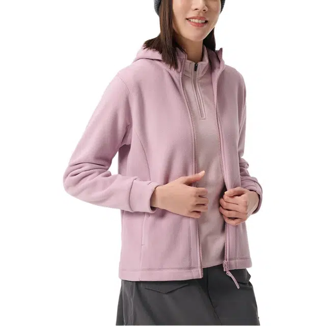 探路者 舒适透气防风保暖绒感外套 女款 雾光紫