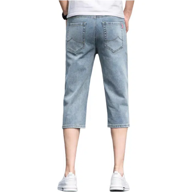 吉肯蒂 直筒夏季薄款七分裤韩版潮流休闲牛仔短裤 男款