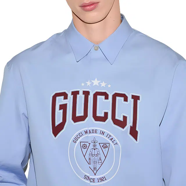 GUCCI SS25 Long Sleeve Shirt Light Blue