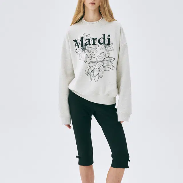 MARDI MERCREDI SS25 SWEATSHIRT TRIPLE FLOWER_OATMEAL BLACK