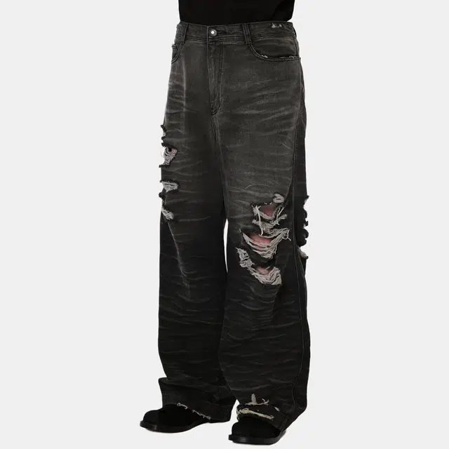 ADER ERROR FW23 Distressed Straight Jeans Black