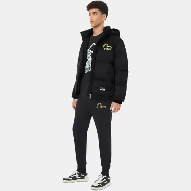 EVISU AW24 Floral Print Down Jacket Black