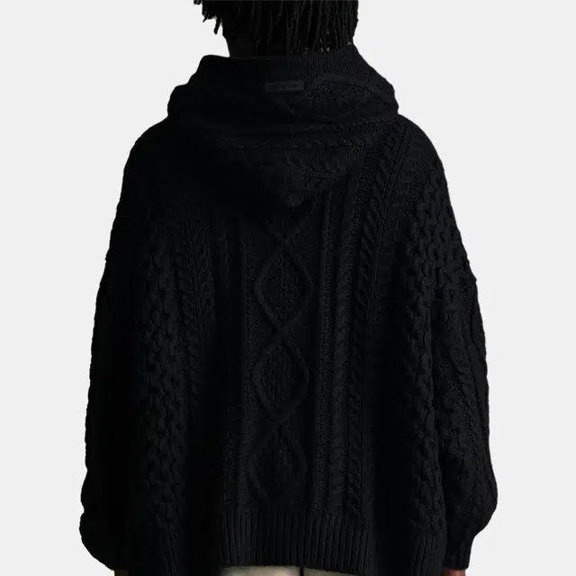 Fear of God Essentials FW23 Cable Knit Hoodie Jet Black
