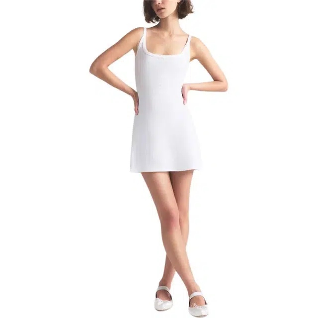 SKIMS SS25 DROP NEEDLE POINTELLE CAMI MINI DRESS SNOW