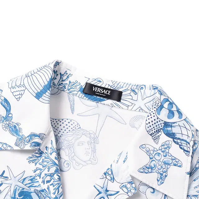 范思哲 珊瑚剧院棉质衬衫 男款 蓝白色