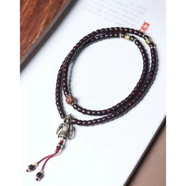 爵倾 直切朱砂供大黑合金黑武士黑金无相隔片椰壳隔片 星月菩提 珠串 男女同款情侣款