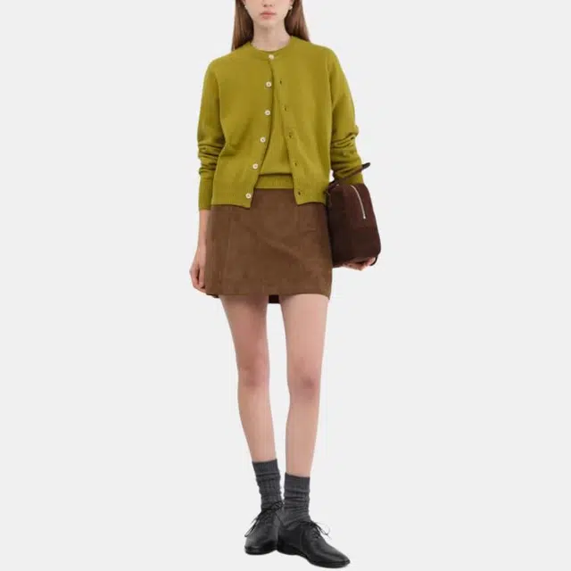 Dunst UNISEX CREWNECK KNIT CARDIGAN OLIVE KHAKI