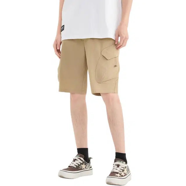 三福 休闲时尚宽松直筒裤中腰五分裤工装短裤 男款