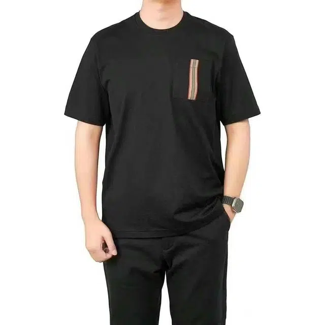 Burberry SS24 Striped Applique Crewneck T-Shirt Black