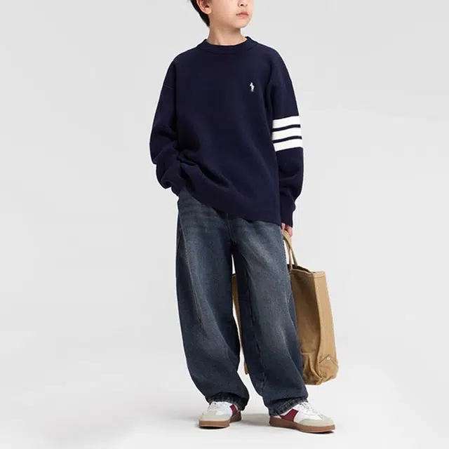 左西牛仔裤 加绒防风耐磨保暖抗静电松紧腰 儿童款