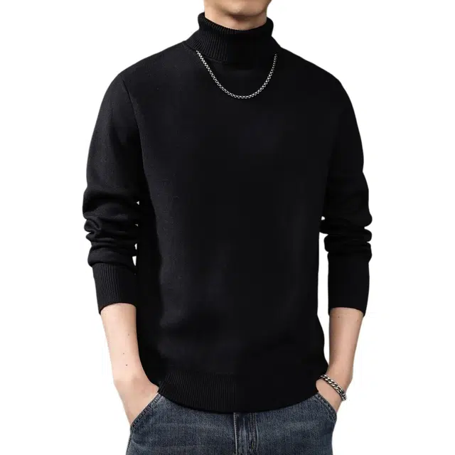 贵色 纯色水洗宽松套头毛衣 男款