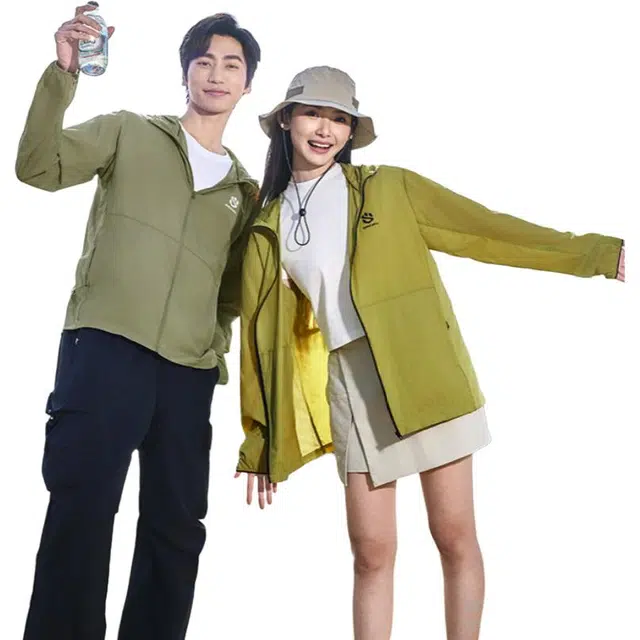 乔丹 舒适休闲简约连帽拉链百搭透气防晒服 男款 迷踪绿