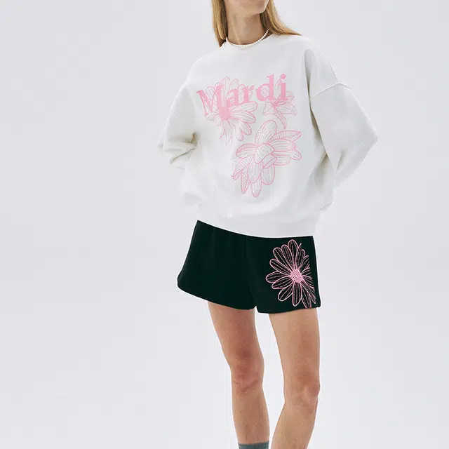 MARDI MERCREDI SS25 SWEATSHIRT TRIPLE FLOWER_WHITE PINK