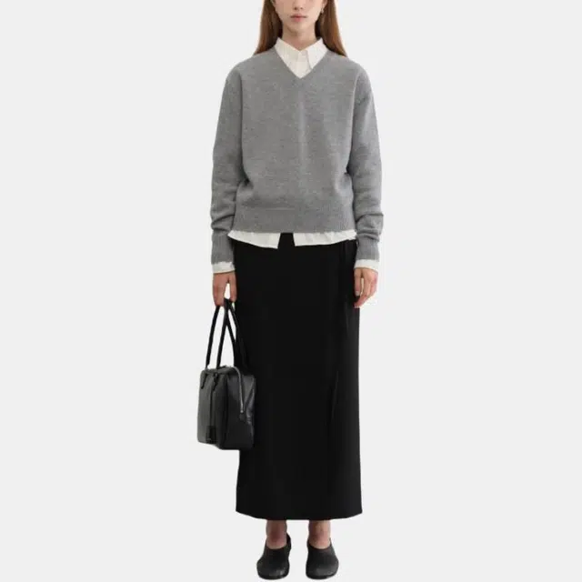 Dunst UNISEX CASHMERE V-NECK SWEATER MELANGE GREY V