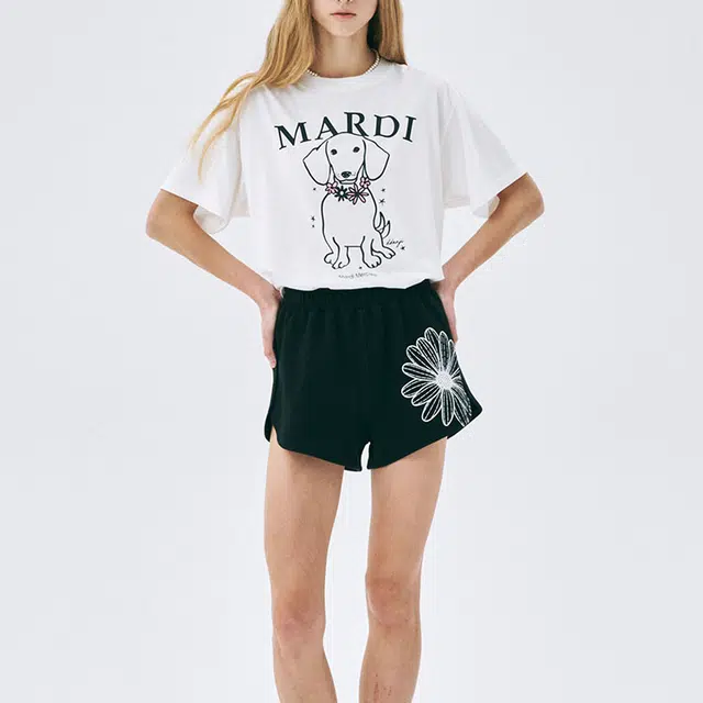 MARDI MERCREDI TSHIRT SWING THE TAIL DDANJI FLOWER NECKLACE_IVORY PINK SS25 T