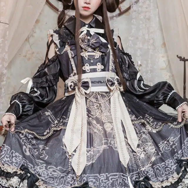 豹了个猫 国风修身花色方领短款吊带连衣裙 女款