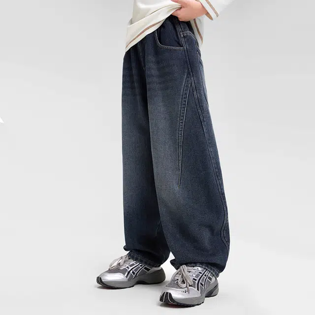 左西牛仔裤 加绒防风耐磨保暖抗静电松紧腰 儿童款