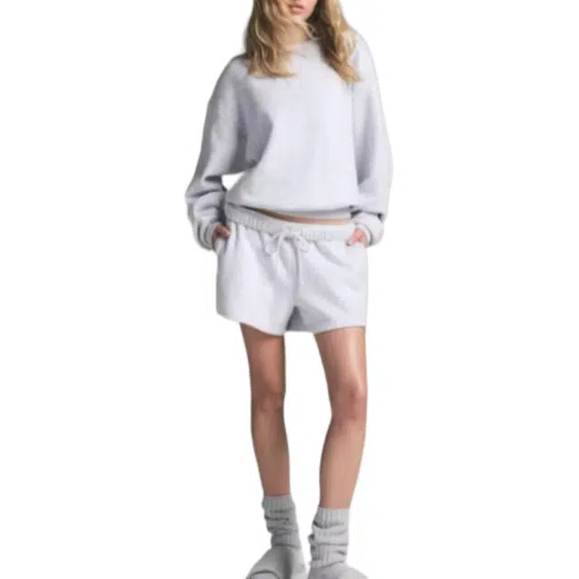 SKIMS COTTON FLEECE CLASSIC CREWNECK LIGHT HEATHER GREY