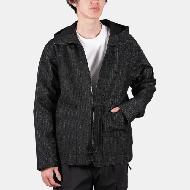 Stone Island White Label Reflective Hooded Jacket Black