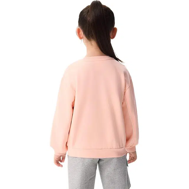安踏儿童 童装 卡通动漫字母抓绒圆领套头卫衣 女童 果冻粉