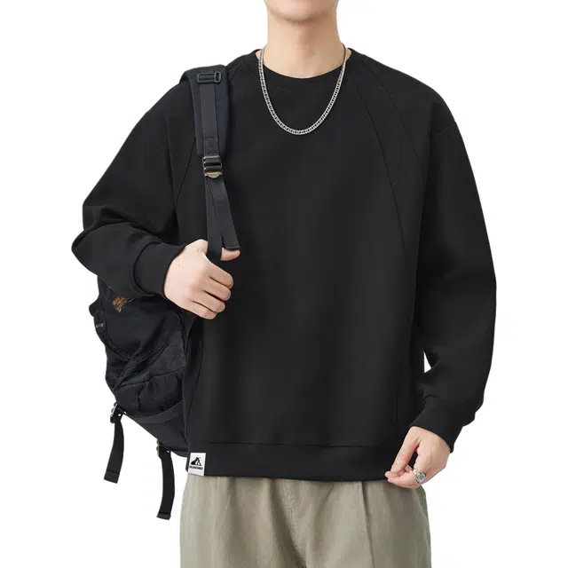 帝狼牛 基础款纯色简约美拉德落肩款宽松圆领套头卫衣 男女同款