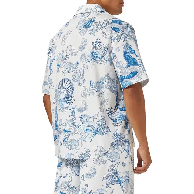 范思哲 珊瑚剧院棉质衬衫 男款 蓝白色