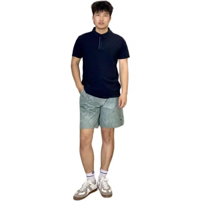 超级安踏 运动简约满印舒适宽松系带休闲短裤 男款 豆灰绿