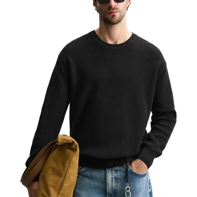 ZARA Loose Ribbed Crewneck Sweater