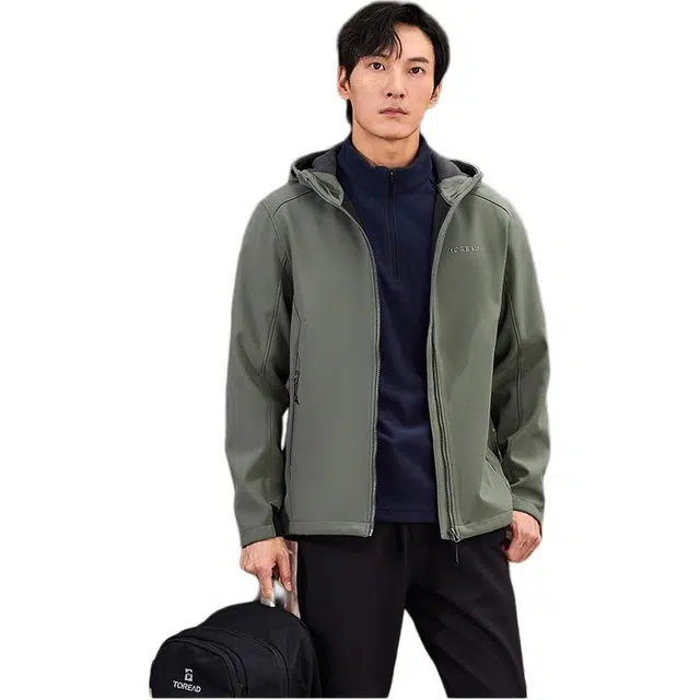 探路者 城市户外系列 纯色简约百搭舒适连帽夹克外套 男款 灰湖绿
