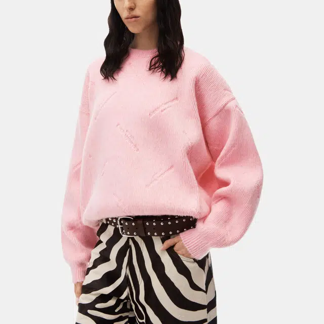 Alexander Wang FW23 Embossed Logo Pullover Pink
