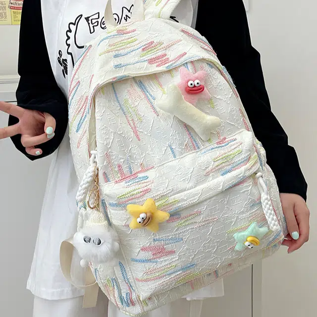 恒源祥 韩版学院风 尼龙 双肩包 常规 男女同款情侣款 粉色/蓝色/黑色/白色/黄色