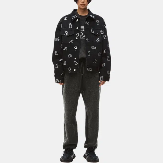 Alexander Wang Crystal Rabbit Denim Jacket Black