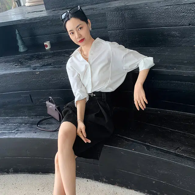 美洋 水洗做旧高腰阔腿牛仔裤 女款