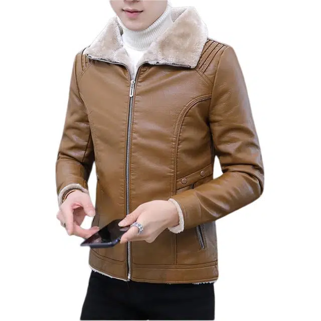 太子龍 冬季厚修身韩版帅气潮流外套皮衣 男款