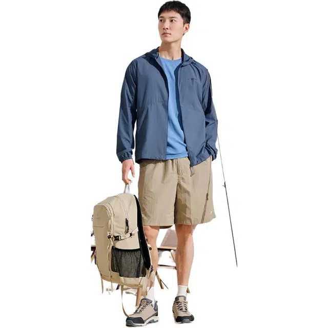 探路者 舒适透气防紫外线防泼水防晒服 男款 沥青蓝