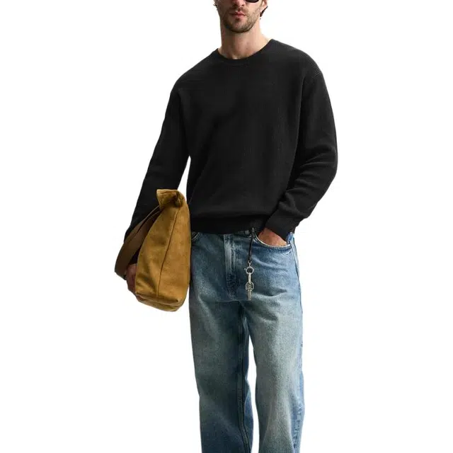 ZARA Loose Ribbed Crewneck Sweater