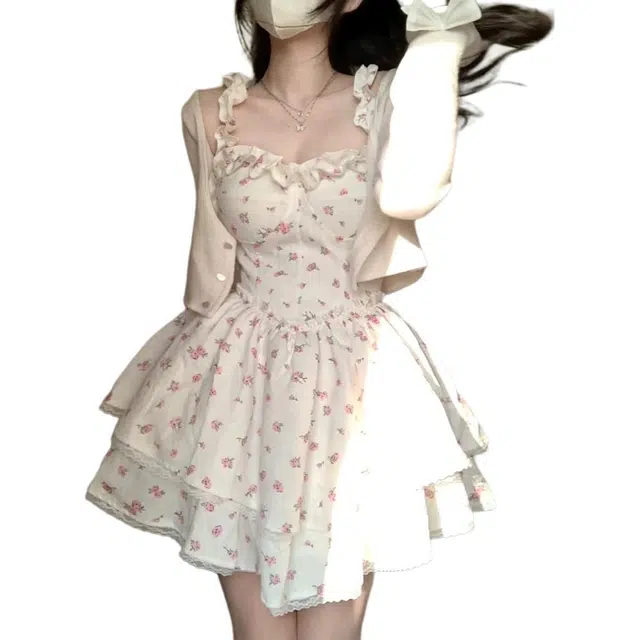 欧阳喜 纯欲风收腰显瘦吊带连衣裙 女款 白色