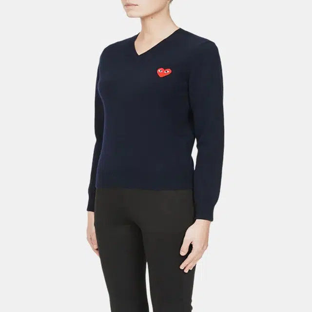 CDG Play Logo Knit Sweater Navy