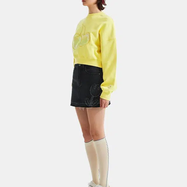 Kirsh Cropped Crewneck Sweatshirt Yellow